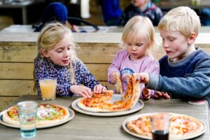 Kids eating Pizza at Blenheim Palace